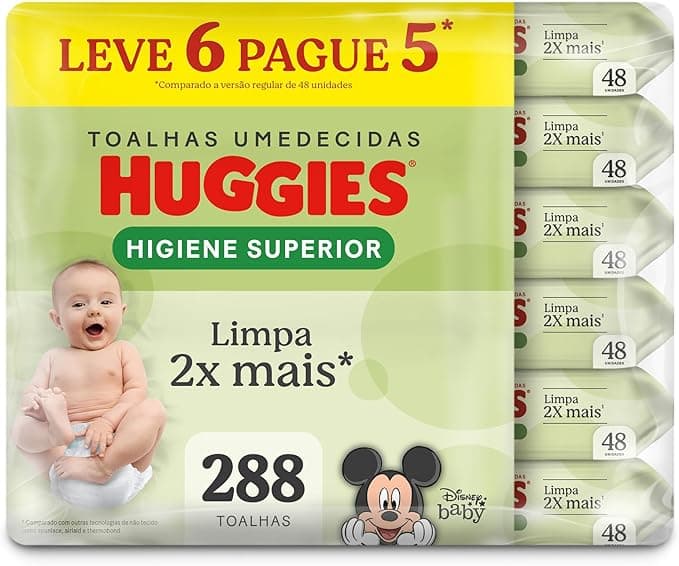 Imagem do produto Lenços Huggies Higiene Superior Limpam 2x Mais com 288 unidades