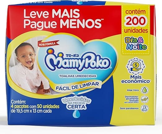 Imagem do produto MamyPoko Lenços Umedecidos Dia&Noite 200 Unidades