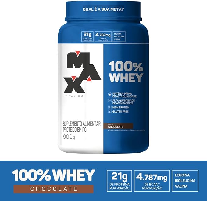 Imagem do produto 100% Whey – 900G Chocolate – Max Titanium, Max Titanium